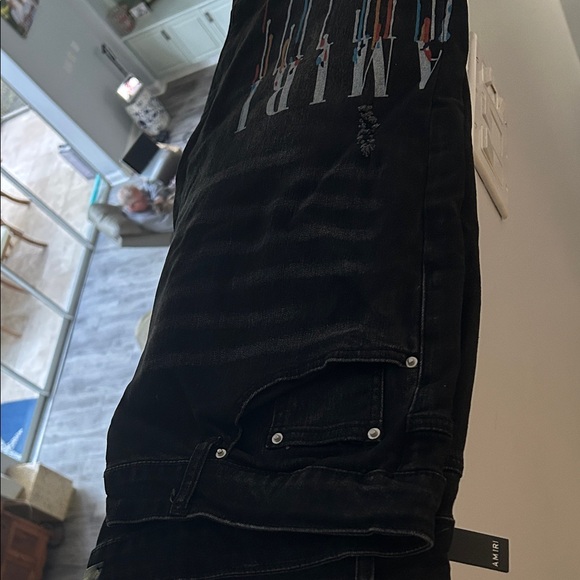 AMIRI Black Denim with Multicolor Logo
